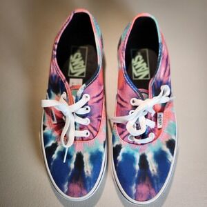 Vans Authentic Sneakers Tie Dye Multi-Color Canvas Skate Shoes Women 7